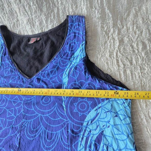Aller Simplement Dress Women's Sz 3XL V-neck Blue Artsy Design Beach Vacation - Picture 7 of 8